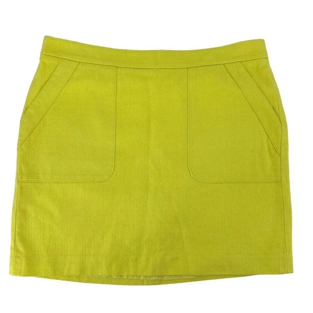 LOFT Bright Citron Yellow Mini Skirt Pockets Women Size 8 Fun Colorful Statement